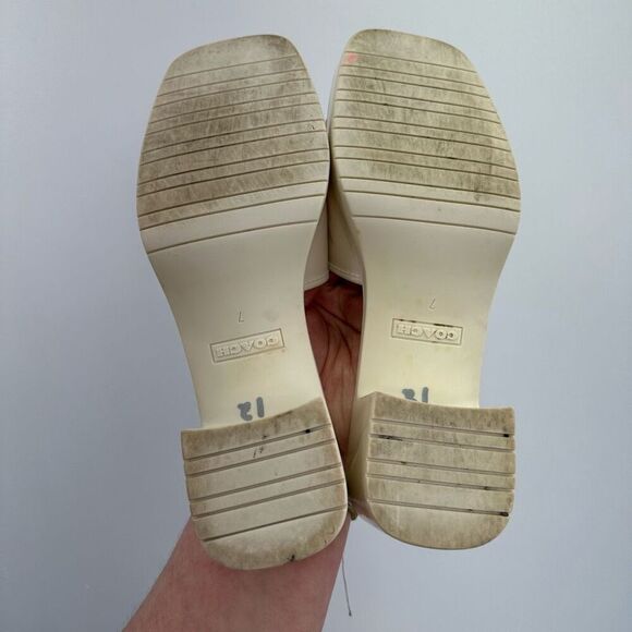 Coach Scarlett Chalk Cream Rubber Block Heel Slip On Open Square Toe Sandal - Picture 12 of 13